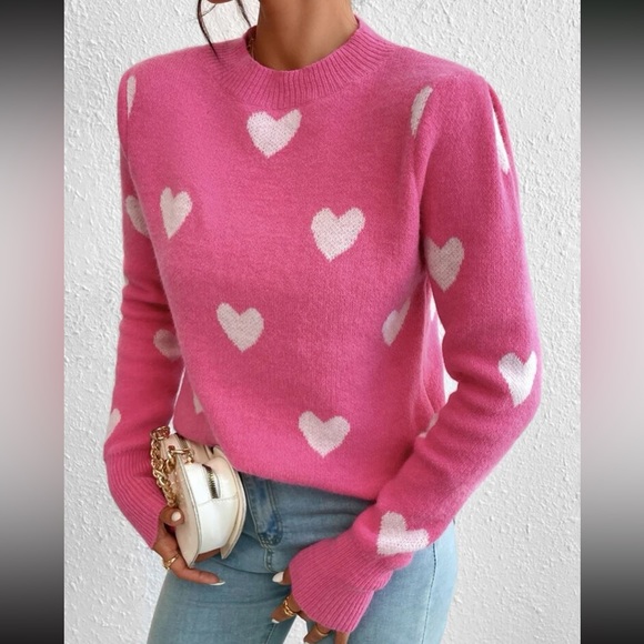 Cozy hearts print sweater top - Picture 1 of 16